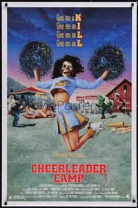 6w0376 CHEERLEADER CAMP 1sh 1987 John Quinn directed, wacky image of sexy cheerleader w/skull head!
