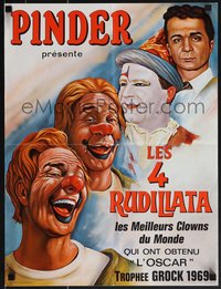 6w0799 LES 4 RUDI LLATA 17x23 French circus poster 1971 four famous Spanish clowns, ultra rare!