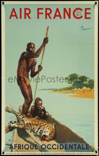 6w0252 AIR FRANCE AFRIQUE OCCIDENTALE 25x39 French commercial 1999 from the 1949 poster, ultra rare!