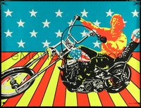 6w0006 EASY RIDER 34x44 commercial poster 1970s day-glo art of Fonda on motorcycle, ultra rare!
