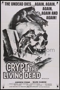 6w0385 CRYPT OF THE LIVING DEAD 1sh 1973 cool Smith horror art, the undead dies again and again!