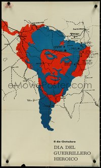 6w0303 DIA DEL GUERRILLERO HEROICO Cuban 18x30 1972 Che Guevara & South America, ultra rare!