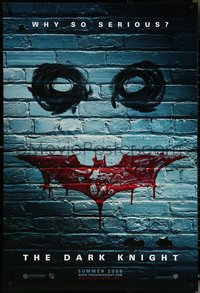 6w0391 DARK KNIGHT teaser DS 1sh 2008 why so serious? cool graffiti image of the Joker's face!