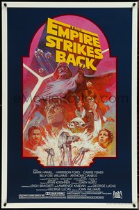 6w0404 EMPIRE STRIKES BACK studio style 1sh R1982 George Lucas sci-fi classic, cool artwork by Tom Jung!