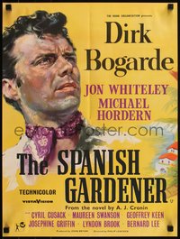 6w0808 SPANISH GARDENER English half crown 1956 great close-up artwork of Dirk Bogarde, ultra rare!