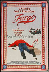 6w0411 FARGO DS 1sh 1996 a homespun murder story from Coen Brothers, Dormand, needlepoint design!