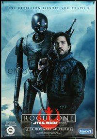 6w0052 ROGUE ONE teaser DS French 1p 2016 Star Wars, Diego Luna as Cassian Andor & K-2SO, ultra rare!