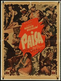 6w0201 PAISAN French 24x32 1947 Rossellini's Paisa, U.S. soldiers & Italians post WWII, ultra rare!