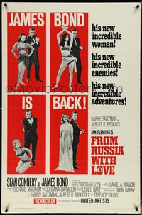 6w0426 FROM RUSSIA WITH LOVE style B 1sh 1964 Sean Connery as Ian Fleming's James Bond is back!