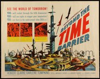 6w0937 BEYOND THE TIME BARRIER 1/2sh 1959 cool art of futuristic city in the year 2024!