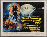 6w0949 DIAMONDS ARE FOREVER 1/2sh 1971 art of Sean Connery as James Bond 007 by Robert McGinnis!