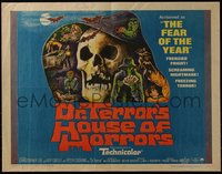 6w0950 DR. TERROR'S HOUSE OF HORRORS 1/2sh 1965 Christopher Lee, cool horror montage art!