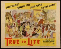 6w1018 TRUE TO LIFE style A 1/2sh 1943 Hirschfeld montage cartoon art of movie scenes, rare!