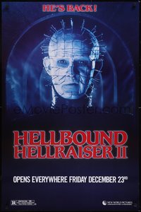 6w0446 HELLBOUND: HELLRAISER II teaser 1sh 1988 Clive Barker, close-up of Pinhead, he's back!