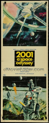 6w0653 2001: A SPACE ODYSSEY insert 1968 Kubrick, space wheel & astronauts art by McCall!