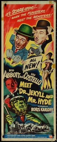 6w0657 ABBOTT & COSTELLO MEET DR. JEKYLL & MR. HYDE insert 1953 Bud & Lou, scary Boris Karloff!