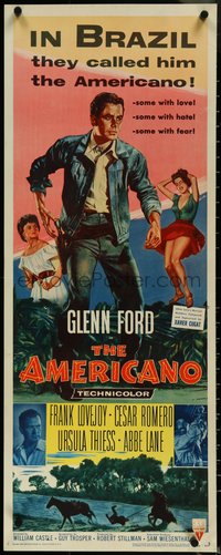 6w0664 AMERICANO insert 1955 Glenn Ford is a stranger to Brazil but no stranger to danger!