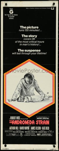 6w0665 ANDROMEDA STRAIN insert 1971 Michael Crichton novel, Robert Wise directed, Arthur Hill