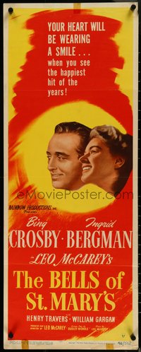 6w0674 BELLS OF ST. MARY'S insert 1947 pretty Ingrid Bergman & Bing Crosby, different!