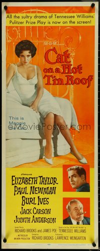 6w0696 CAT ON A HOT TIN ROOF insert 1958 classic image of Elizabeth Taylor as Maggie the Cat!