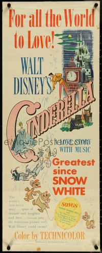 6w0698 CINDERELLA insert 1950 Walt Disney classic romantic musical fantasy cartoon, great montage!