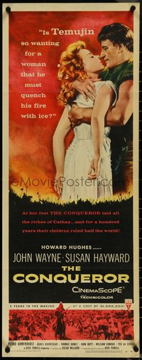6w0704 CONQUEROR insert 1956 barbarian John Wayne grabs sexy Susan Hayward!