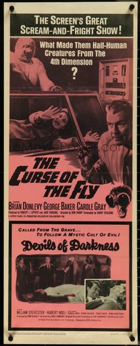 6w0707 CURSE OF THE FLY/DEVILS OF DARKNESS insert 1965 great scream-and-fright double-bill!