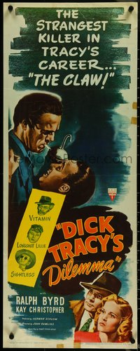 6w0712 DICK TRACY'S DILEMMA insert 1947 great art of Ralph Byrd vs The Claw, Sightless, & Vitamin