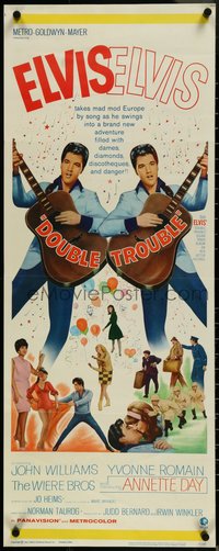 6w0714 DOUBLE TROUBLE insert 1967 cool mirror image of rockin' Elvis Presley playing guitar!