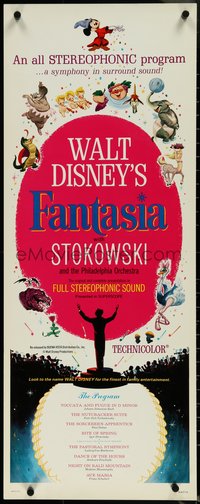 6w0722 FANTASIA insert R1963 great image of Mickey Mouse & others, Disney musical cartoon classic!