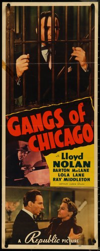 6w0733 GANGS OF CHICAGO insert 1940 image of Lloyd Nolan behind bars, Astrid Allwyn, ultra rare!