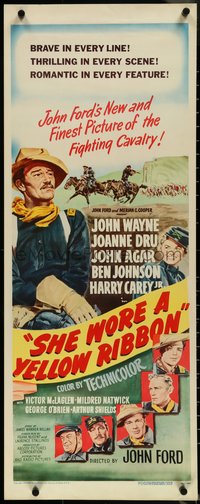 6w0763 SHE WORE A YELLOW RIBBON insert 1949 John Ford classic, John Wayne & Joanne Dru, rare!