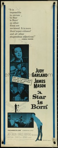 6w0768 STAR IS BORN insert R1959 great close up art of Judy Garland, James Mason, classic, rare!