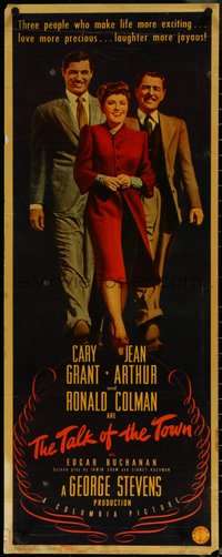 6w0773 TALK OF THE TOWN insert 1942 full-length Cary Grant, Jean Arthur & Ronald Colman, ultra rare!