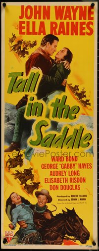 6w0774 TALL IN THE SADDLE insert 1944 great images of John Wayne & pretty Ella Raines, rare!