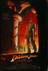 6w0455 INDIANA JONES & THE TEMPLE OF DOOM 1sh 1984 adventure is Harrison Ford's name, Wolfe art!