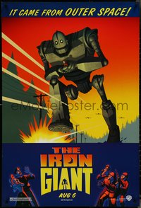 6w0457 IRON GIANT teaser DS 1sh 1999 animated modern classic, cool cartoon robot artwork!