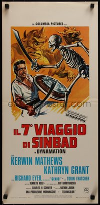 6w0628 7th VOYAGE OF SINBAD Italian locandina R1976 different art of Matthews with monsters!