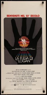 6w0644 LOGAN'S RUN Italian locandina 1976 art of York & Agutter running away in hand, rare!