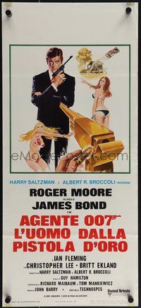 6w0645 MAN WITH THE GOLDEN GUN Italian locandina 1974 Roger Moore as James Bond, Enzo Sciotti art!