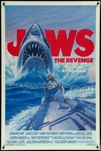 6w0463 JAWS: THE REVENGE 1sh 1987 great artwork of shark attacking ship, this time it's personal!