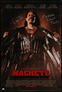 6w0489 MACHETE signed advance DS 1sh 2010 by Danny Trejo who is with lots of blades, Rodriguez!