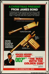 6w0494 MAN WITH THE GOLDEN GUN teaser 1sh 1974 a Christmas present from Moore as James Bond 007!