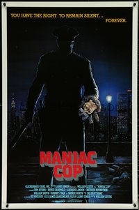 6w0496 MANIAC COP int'l 1sh 1988 Tom Atkins, Bruce Campbell, you can remain silent forever!
