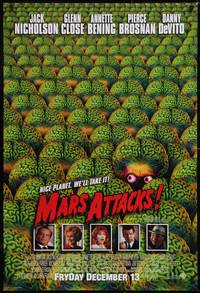 6w0498 MARS ATTACKS! int'l advance DS 1sh 1996 directed by Tim Burton, great image of cast!