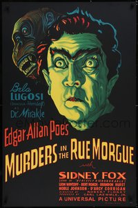 6w0218 MURDERS IN THE RUE MORGUE S2 poster 2000 great horror art of spookiest Bela Lugosi & ape!