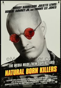 6w0510 NATURAL BORN KILLERS style B DS 1sh 1994 cult classic, Harrelson, cool white tagline design!