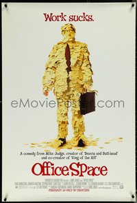 6w0517 OFFICE SPACE advance 1sh 1999 Mike Judge, Stephen Root covered in post-its!