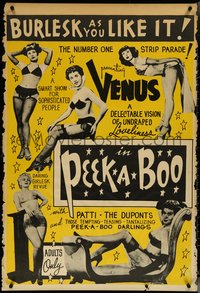 6w0525 PEEK-A-BOO 1sh 1953 burlesque as you like it for sophisticated people, sexy & rare!