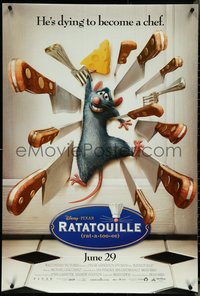 6w0539 RATATOUILLE advance DS 1sh 2007 Disney/Pixar cartoon, great image of mouse with knives!